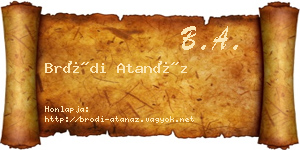 Bródi Atanáz névjegykártya